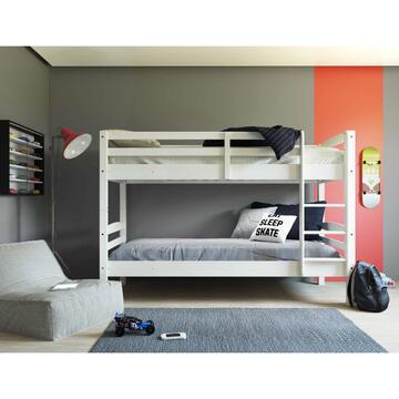 Letto a castello con scaletta Rick in legno bianco - Marino Fa Mercato