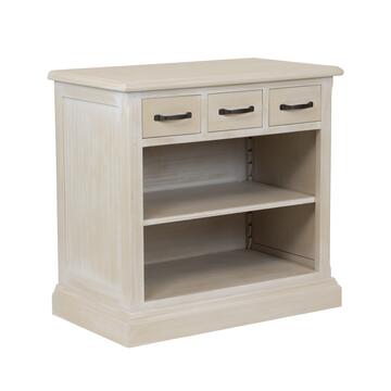 Mobile a Giorno Classico con 3 Cassetti in Legno Massello - Arte Povera - per Zona Giorno - 84x48 h81 cm - Seta/Decapè - Made in Italy