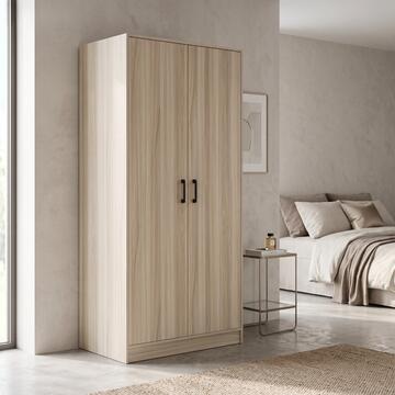 Armadio Moderno Salvaspazio 83x54 h180 cm con 2 Ante Battenti Rovere Chiaro