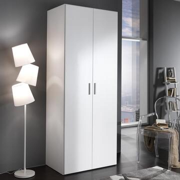Armadio Moderno Small 2 Ante Battenti - 82,6x53,3 h 211 cm - Salvaspazio - Camera da Letto e Lavanderia - Bianco Frassino - Made in Italy