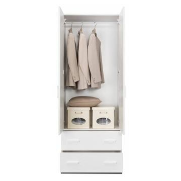 Armadio Moderno Small 2 Ante + 2 Cassetti - 82,6x53,3 h211 cm - Salvaspazio - Camera da Letto e Lavanderia - Olmo - Made in Italy