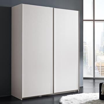 Armadio Moderno Small 2 Ante Scorrevoli - 163,4x60,5 h211 cm - Salvaspazio - Camera da Letto - Bianco Frassino - Made in Italy