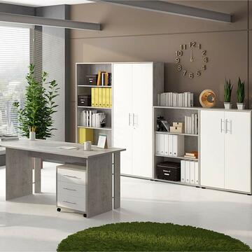 Armadio 2 ante Omega beton/larice Bianco, altezza 188 - Marino Fa Mercato