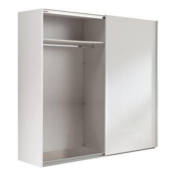 Armadio Moderno 2 Ante Scorrevoli - 250x67 h223 cm - Salvaspazio - Camera da Letto - Bianco Lucido - Made in Italy