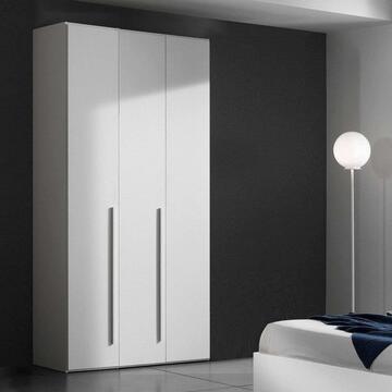Armadio Moderno Easy 3 Ante Battenti - 123x53 h 245 cm - Camera da Letto - Bianco Frassino - Made in Italy
