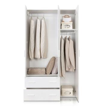 Armadio Moderno Small 3 Ante + 2 Cassetti - 123x53 h211 - Salvaspazio - Camera da Letto e Lavanderia - Bianco Frassino - Made in Italy