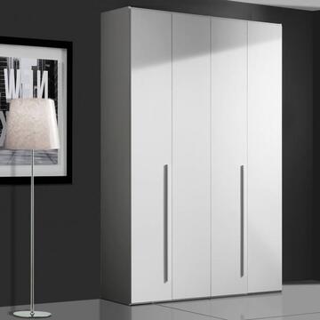 Armadio Moderno Easy 4 Ante Battenti - 163x53 h 245 cm - Camera da Letto - Bianco Frassino - Made in Italy