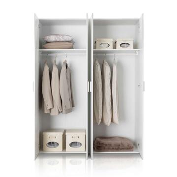 Armadio Moderno Small 4 Ante Battenti - 163,4x53,3 h211 cm - Salvaspazio - Camera da Letto - Olmo - Made in Italy