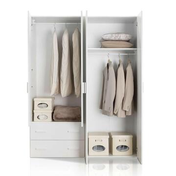 Armadio Moderno Small 4 Ante Battenti + 2 Cassetti - 163,4x53,3 h211 cm - Salvaspazio - Camera da Letto - Olmo - Made in Italy