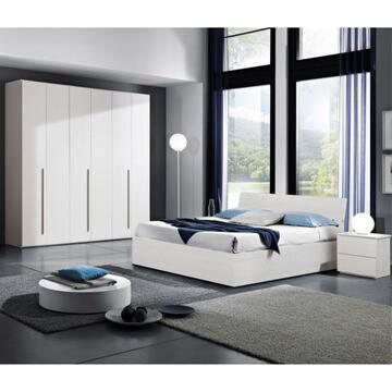 Armadio Moderno Easy 6 Ante Battenti - 244x53 h245 cm - Camera da Letto - Bianco Frassino - Made in Italy