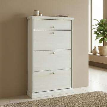 Scarpiera Classica 3 Ribalte Seta Decapè - Arte Povera - 83x23 h128 cm - per Ingresso, Corridoio, Camera da Letto - Made in Italy