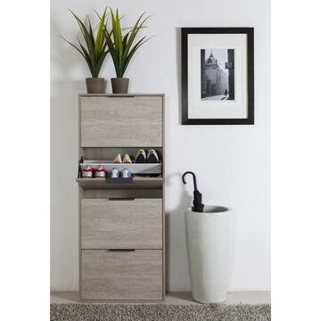 Scarpiera Doppio Scompartimento 4 Ante Rovere Gessato... - Marino Fa Mercato