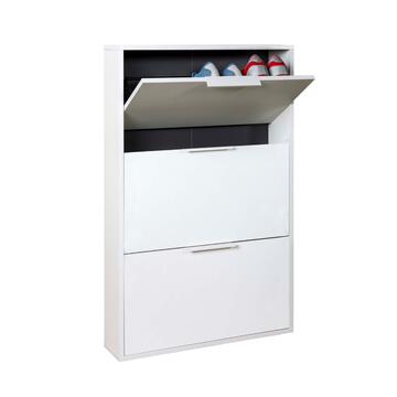 Scarpiera Moderna Slim 3 Ribalte Bianco Lucido h 105,5 cm
