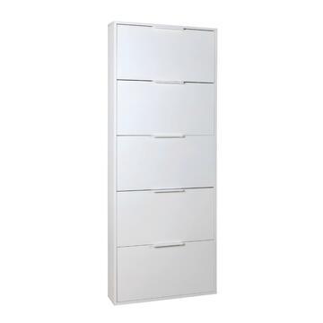 Scarpiera Moderna Slim 5 Ribalte Bianco Lucido h 173,5 cm