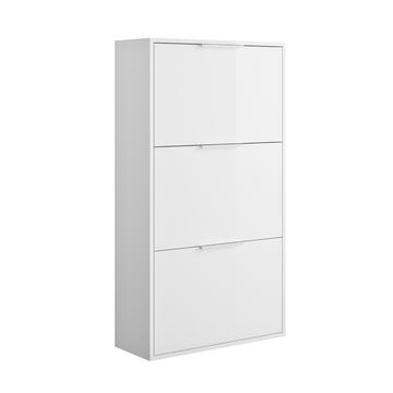 Scarpiera 3 Ribalte con Doppio Scomparto Bianco Opaco h 105,5 cm