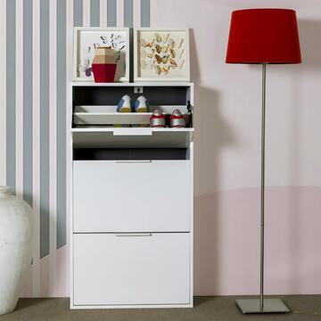 Scarpiera 3 Ribalte con Doppio Scomparto Bianco Opaco h 105,5 cm