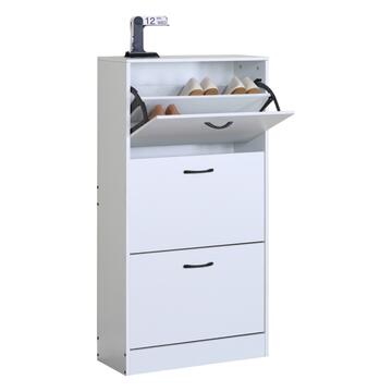 Scarpiera Moderna 3 Ribalte Bianca con Doppio Scoparto - 60x24 h116 cm - per Ingresso, Corridoio, Camera da Letto