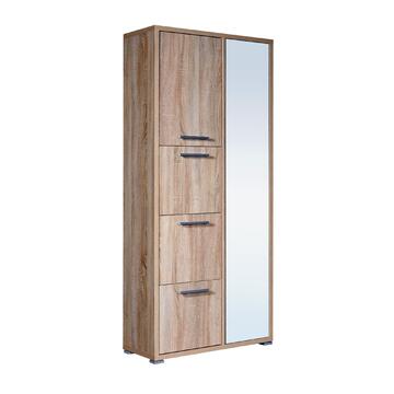 Mobile multiuso scarpiera Sonoma 5 ante e specchio in finitura legno rovere Marino Fa Mercato