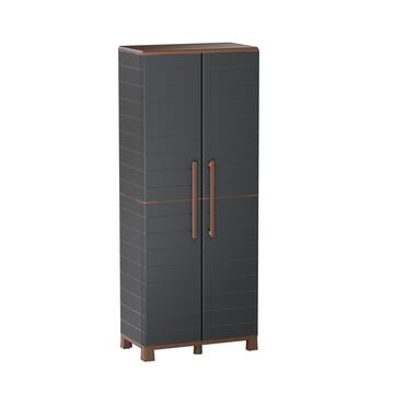 Mobile Armadio Tuttopiani in Plastica Antracite 68x37 h169 cm con 2 Ante + 3 Ripiani per Interno ed Esterno