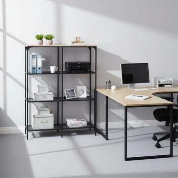 Scaffale per Ufficio 3 Ripiani 100x136x36cm in Metallo Nero