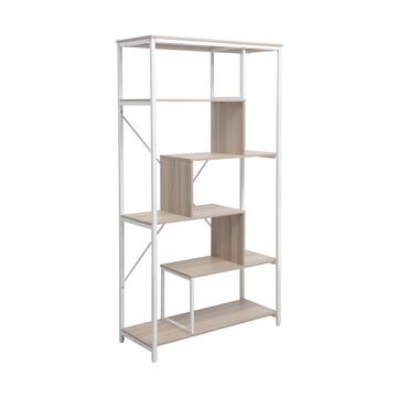 Libreria Moderna 5 Ripiani Zig Zag 85x35 h163 cm con Struttura in Metallo Beige Marino Fa Mercato
