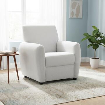 Poltrona Moderna Smoty Rivestita in Tessuto Beige 77x82x78cm