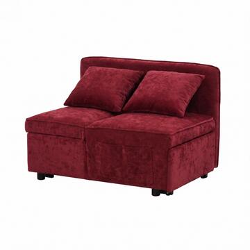 Poltrona Letto Modula Rossa con Letto a Carrello Orizzontale, Seduta Alzabile e 2 Cuscini Sfoderabili, 101x70 h 78cm