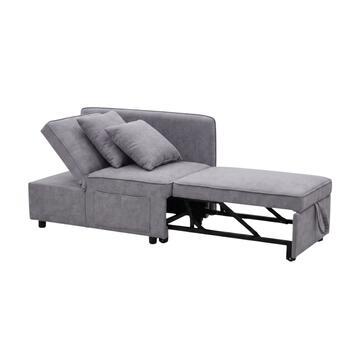 Poltrona Letto Modula Grigia con Letto a Carrello Orizzontale, Seduta Alzabile e 2 Cuscini Sfoderabili, 101x70 h 78cm Marino Fa Mercato