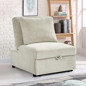 Poltrona Letto Velaria con Letto a Carrello, Schienale Reclinabile e Cuscino Sfoderabile, 81x99 h 93 cm - Tortora