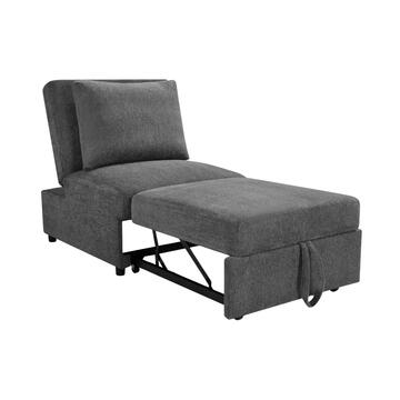 Poltrona Letto Grigia Velaria con Letto a Carrello, Schienale Reclinabile e Cuscino 81x99 h93 cm Marino Fa Mercato