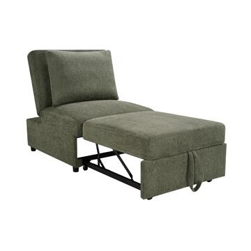 Poltrona Letto Verde Salvia Velaria con Letto a Carrello, Schienale Reclinabile e Cuscino 81x99 h93 cm Marino Fa Mercato