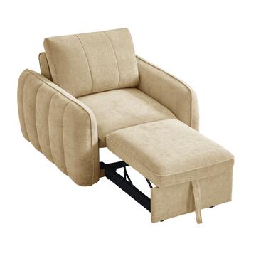 Poltrona Letto Moderna Salvaspazio Colibrì Beige 106x105 h89 cm con Trapuntatura Verticale