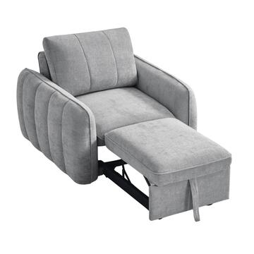Poltrona Letto Moderna Salvaspazio Colibrì Grigia 106x105 h89 cm con Trapuntatura Verticale