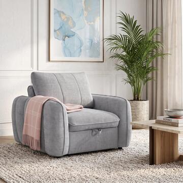 Poltrona Letto Moderna Salvaspazio Colibrì Grigia 106x105 h89 cm con Trapuntatura Verticale