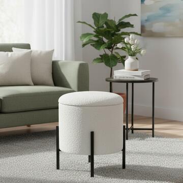 Pouff Bouclé Round diametro 30xh38 bianco / tortora / grigio / nero