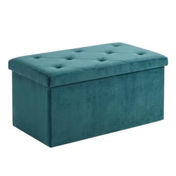 Pouff Contenitore Rettangolare Velvy 76x38 h38 cm - Colori Assortiti Petrolio/Beige/Bourdeaux/Grigio