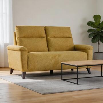 Divano Moderno 2 Posti Curcuma con Sedute Ampie in Tessuto Effetto Tramato Symple Made in Italy