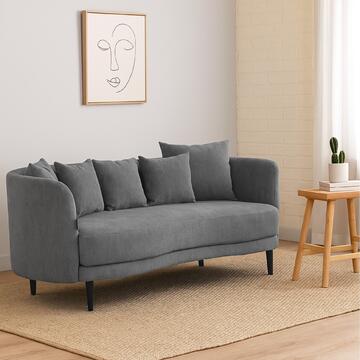 Divano Angus 3 Posti Grigio + 5 Cuscini inclusi 225x88x75cm