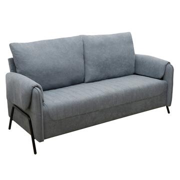 Divano 3 Posti Lineo Grigio Scuro 164x76 h 89 cm in Tessuto Tramato Effetto Vellutato con Schienali Sfoderabili