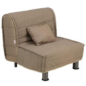 Divano Letto Bomber Nocciola 1 Piazza, Sfoderabile con Cuscino, 80x94 cm