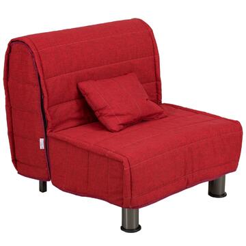 Divano Letto Bomber Rosso 1 Piazza, Sfoderabile con Cuscino, 80x94 cm