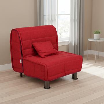 Divano Letto Bomber Rosso 1 Piazza, Sfoderabile con Cuscino, 80x94 cm