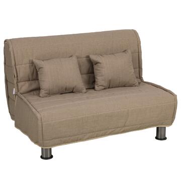 Divano Letto Bomber Nocciola 1 Piazza e Mezzo, Sfoderabile con Cuscini, 125x94 cm