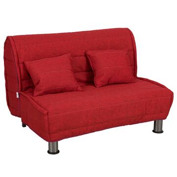 Divano Letto Bomber Rosso 1 Piazza e Mezzo, Sfoderabile con Cuscini, 125x94 cm