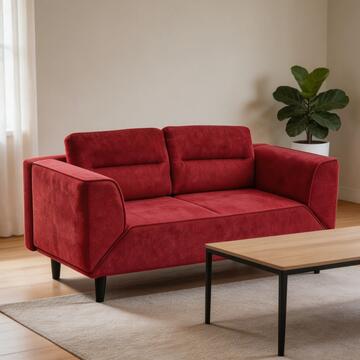 Divano Letto 2 Posti Salvaspazio Rosso con Braccioli Rotanti e Telaio in Legno/Metallo Jair