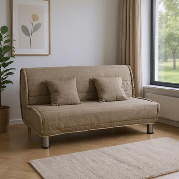 Divano Letto Bomber Nocciola 2 Posti, Sfoderabile con Cuscini, 160x94 cm