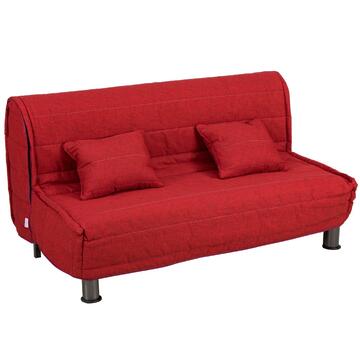 Divano Letto Bomber Rosso 2 Posti, Sfoderabile con Cuscini, 160x94 cm Marino Fa Mercato