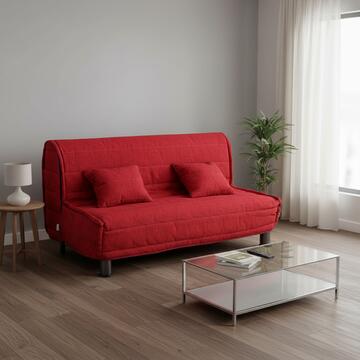 Divano Letto Bomber Rosso 2 Posti, Sfoderabile con Cuscini, 160x94 cm