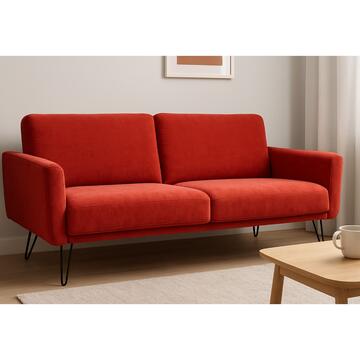 Divano Letto Zeno 3 Posti Reclinabile in Tessuto Rosso 203x80x80cm