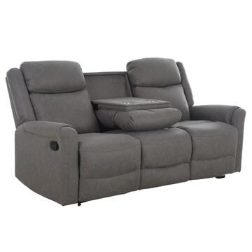 Divano Bardo 3 Posti Reclinabile 192x90 h101 cm Grigio - Marino Fa Mercato